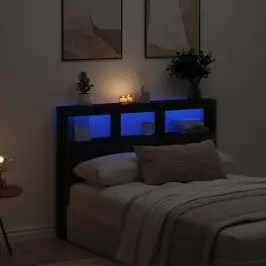 Galvgaļa Skapis Ar Led, Melns Ozola, 140X17X102 Cm Vidaxl