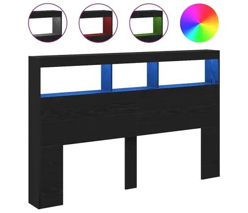 Galvgaļa Skapis Ar Led, Melns Ozola, 160X17X102 Cm Vidaxl