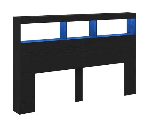 Galvgaļa Skapis Ar Led, Melns Ozola, 160X17X102 Cm Vidaxl