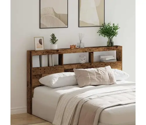 Voodipeatsi Kapp Led-Tuledega, Vana Puit, 180X17X102 Cm