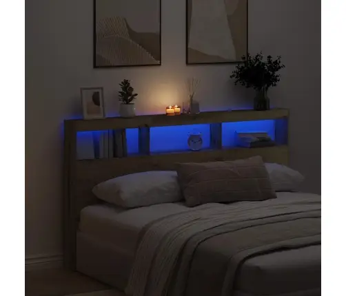 Galvgaļa Skapis Ar Led, Koka Krāsā, 180X17X102 Cm Vidaxl