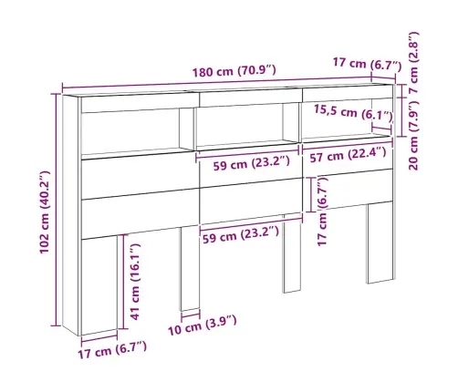 Galvūgalis-Spintelė Su Led, Juodu Ąžuolu, 180X17X102 Cm