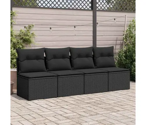 2-Daļīgs Dārza Dīvāna Komplekts, Matrači, Melna Pe Rotangpalma Vidaxl
