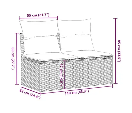 Sodo Komplektas Su Pagalvėlėmis, 2 Dalių, Poliratanas/Akacija