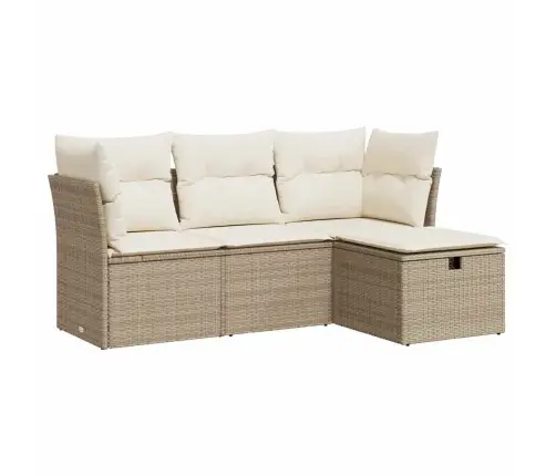 4-Daļīgs Dārza Dīvāna Komplekts, Matrači, Bēša Pe Rotangpalma Vidaxl