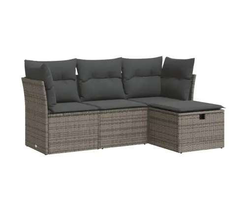 4-Osaline Aiamööbli Komplekt Patjadega, Hall, Polürotang