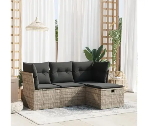 4-Osaline Aiamööbli Komplekt Patjadega, Hall, Polürotang