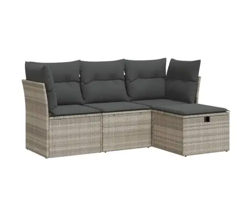 4-Daļīgs Dārza Dīvānu Komplekts,Matrači, Gaiši Pelēka Pe Pinums Vidaxl