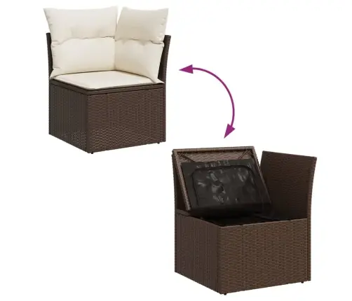 4-Osaline Aiamööblikomplekt Patjadega, Pruun, Polürotang