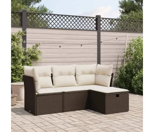 4-Osaline Aiamööblikomplekt Patjadega, Pruun, Polürotang