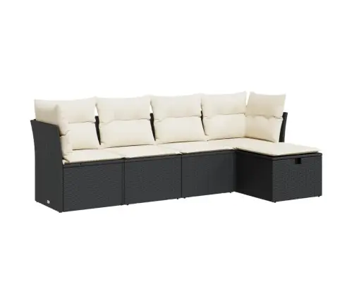 Sodo Komplektas Su Pagalvėlėmis, 5 Dalių, Juodas, Poliratanas