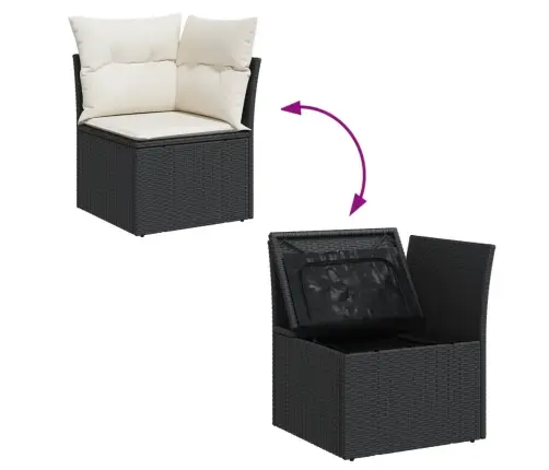 Sodo Komplektas Su Pagalvėlėmis, 5 Dalių, Juodas, Poliratanas