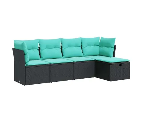 5-Daļīgs Dārza Dīvāna Komplekts Ar Matračiem, Pe Rotangpalma Vidaxl