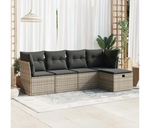 Sofos Komplektas Su Pagalvėlėmis, 5 Dalių, Pilkas, Poliratanas