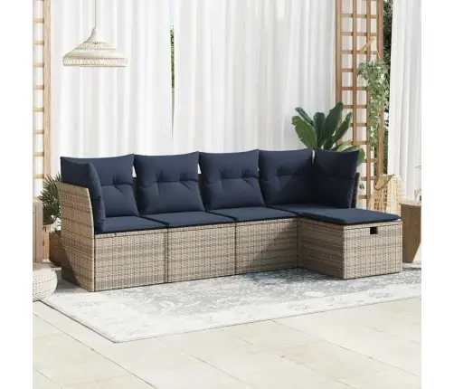 5-Osaline Aiamööblikomplekt Istmepatjadega, Polürotang, Hall