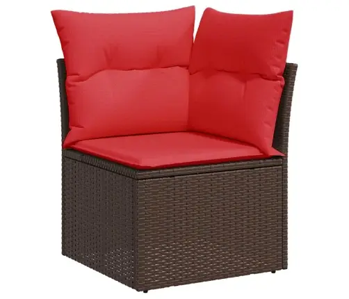 Sofos Komplektas Su Pagalvėlėmis, 5 Dalių, Rudas, Poliratanas