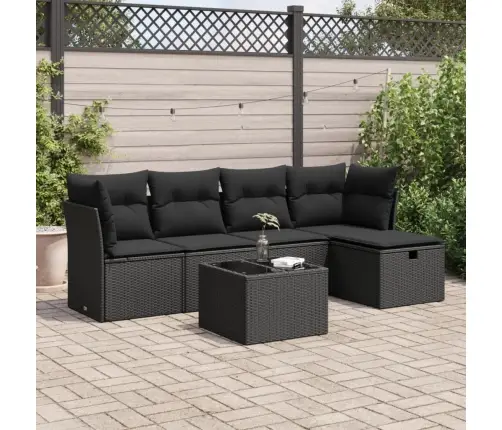 6-Daļīgs Dārza Dīvāna Komplekts, Matrači, Melna Pe Rotanpalma Vidaxl