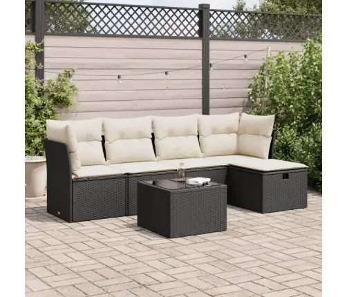 6-Daļīgs Dārza Dīvāna Komplekts, Matrači, Melna Pe Rotanpalma Vidaxl