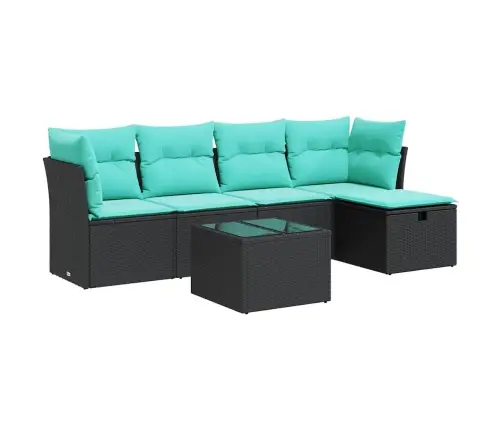 6-Daļīgs Dārza Dīvāna Komplekts, Matrači, Melna Pe Rotanpalma Vidaxl