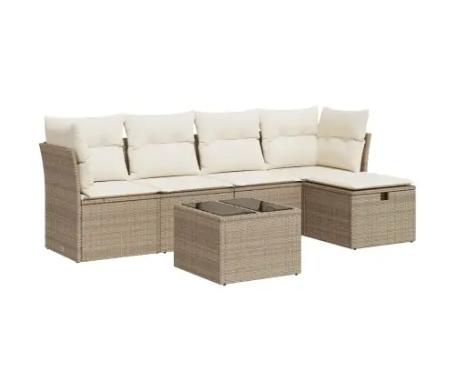 6-Daļīgs Dārza Dīvāna Komplekts, Matrači, Bēša Pe Rotangpalma Vidaxl