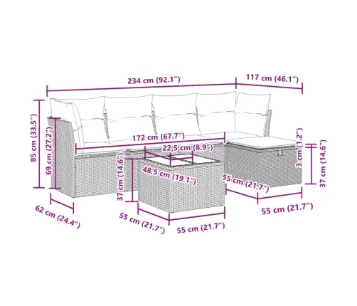 Sofos Komplektas Su Pagalvėlėmis, 6 Dalių, Pilkas, Poliratanas