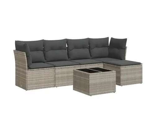 Sofos Komplektas Su Pagalvėlėmis, 6 Dalių, Pilkas, Poliratanas