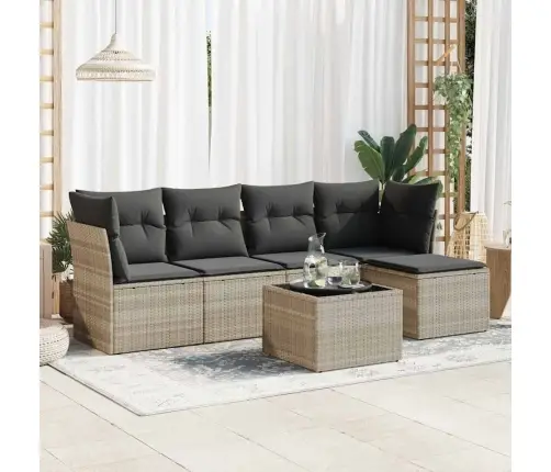 Sofos Komplektas Su Pagalvėlėmis, 6 Dalių, Pilkas, Poliratanas