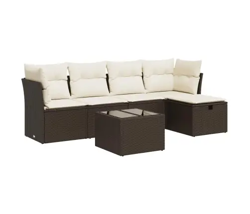 6-Daļīgs Dārza Dīvānu Komplekts, Matrači, Brūna Pe Rotangpalma Vidaxl