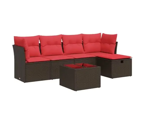 Sofos Komplektas Su Pagalvėlėmis, 6 Dalių, Rudas, Poliratanas