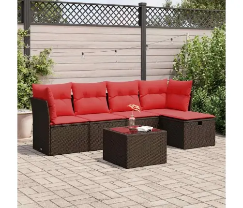 Sofos Komplektas Su Pagalvėlėmis, 6 Dalių, Rudas, Poliratanas