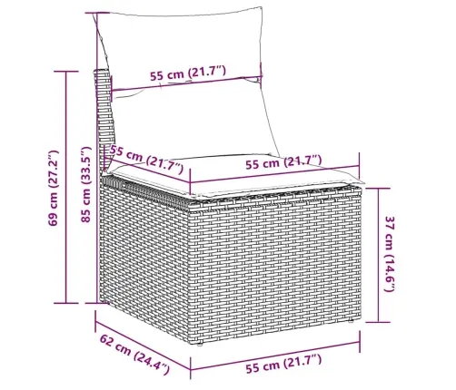 6-Osaline Aiadiivani Komplekt Patjadega, Must, Polürotang
