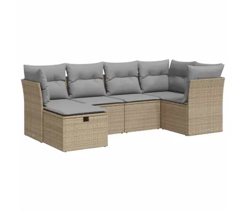 Sofos Komplektas Su Pagalvėlėmis, 6 Dalių, Smėlio, Poliratanas