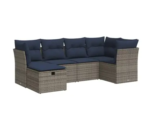 6-Daļīgs Dārza Dīvāna Komplekts Ar Matračiem, Pelēks Pe Pinums Vidaxl