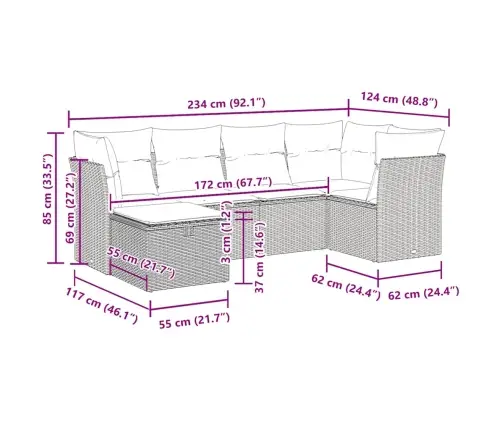 6-Daļīgs Dārza Dīvāna Komplekts Ar Matračiem, Pelēks Pe Pinums Vidaxl