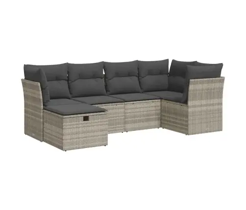 6-Daļīgs Dārza Dīvānu Komplekts,Matrači, Gaiši Pelēka Pe Pinums Vidaxl