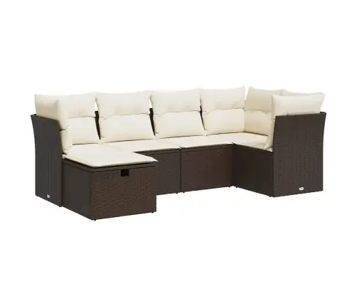 6-Daļīgs Dārza Dīvānu Komplekts, Matrači, Brūna Pe Rotangpalma Vidaxl