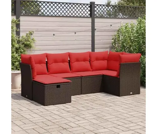 Sofos Komplektas Su Pagalvėlėmis, 6 Dalių, Rudas, Poliratanas