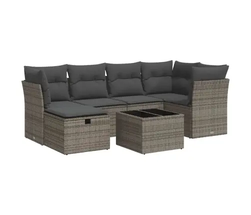 7-Daļīgs Dārza Dīvāna Komplekts, Matrači, Pelēka Pe Rotangpalma Vidaxl