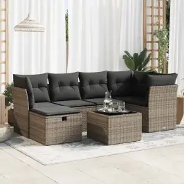 7-Daļīgs Dārza Dīvāna Komplekts, Matrači, Pelēka Pe Rotangpalma Vidaxl