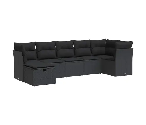 7-Daļīgs Dārza Dīvāna Komplekts Ar Matračiem, Melna Pe Vidaxl