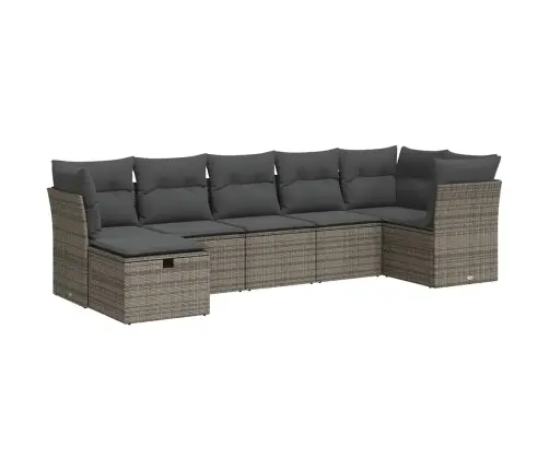 Sofos Komplektas Su Pagalvėlėmis, 7 Dalių, Pilkas, Poliratanas