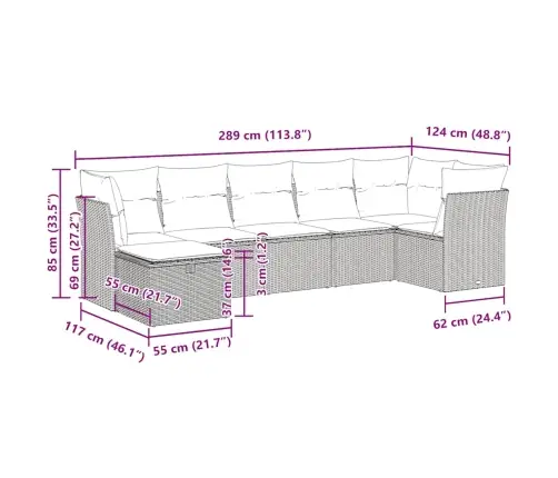 7-Osaline Aiadiivani Komplekt Patjadega, Hall, Polürotang