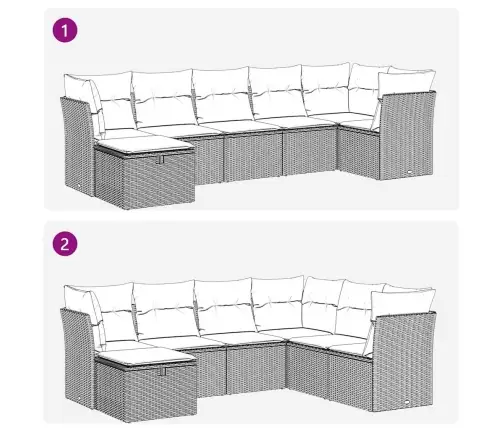 7-Osaline Aiadiivani Komplekt Patjadega, Hall, Polürotang