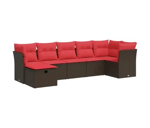 7-Daļīgs Dārza Dīvānu Komplekts, Matrači, Brūna Pe Rotangpalma Vidaxl