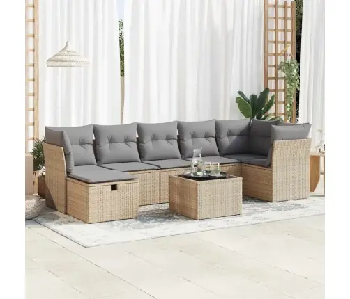 8-Osaline Aiadiivani Komplekt Patjadega, Beež, Polürotang