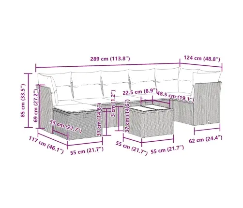 Sodo Komplektas Su Pagalvėlėmis, 8 Dalių, Rudas, Poliratanas
