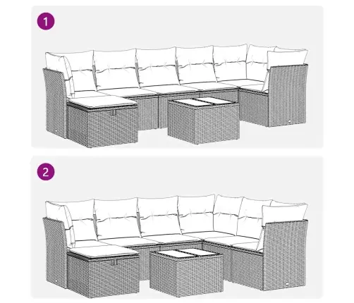 Sodo Komplektas Su Pagalvėlėmis, 8 Dalių, Rudas, Poliratanas