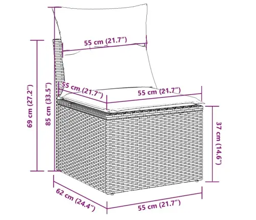 6-Osaline Aiadiivani Komplekt Patjadega, Must, Polürotang