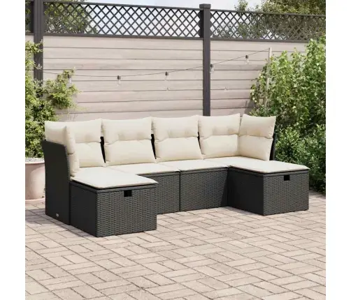 6-Daļīgs Dārza Dīvāna Komplekts, Matrači, Melna Pe Rotanpalma Vidaxl