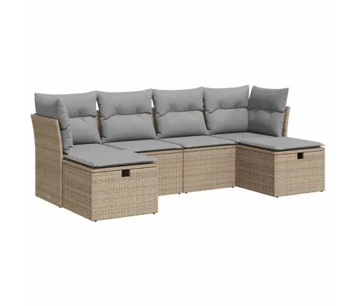 6-Daļīgs Dārza Dīvāna Komplekts, Matrači, Bēša Pe Rotangpalma Vidaxl